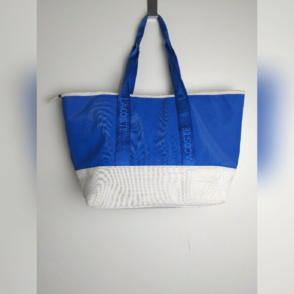 Lacoste Womens Blue White Canvas Tote bag Size OS - Picture 2 of 8